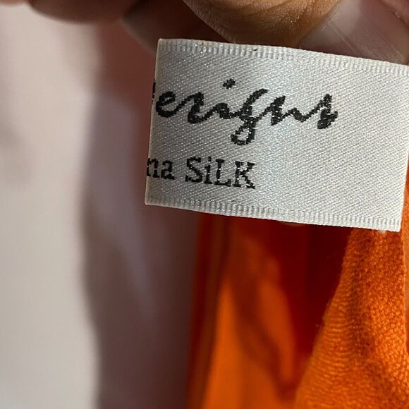 Vivi Designs Pashmina Cashmere Silk Scarf Shawl Orange Oversized - Picture 6 of 8